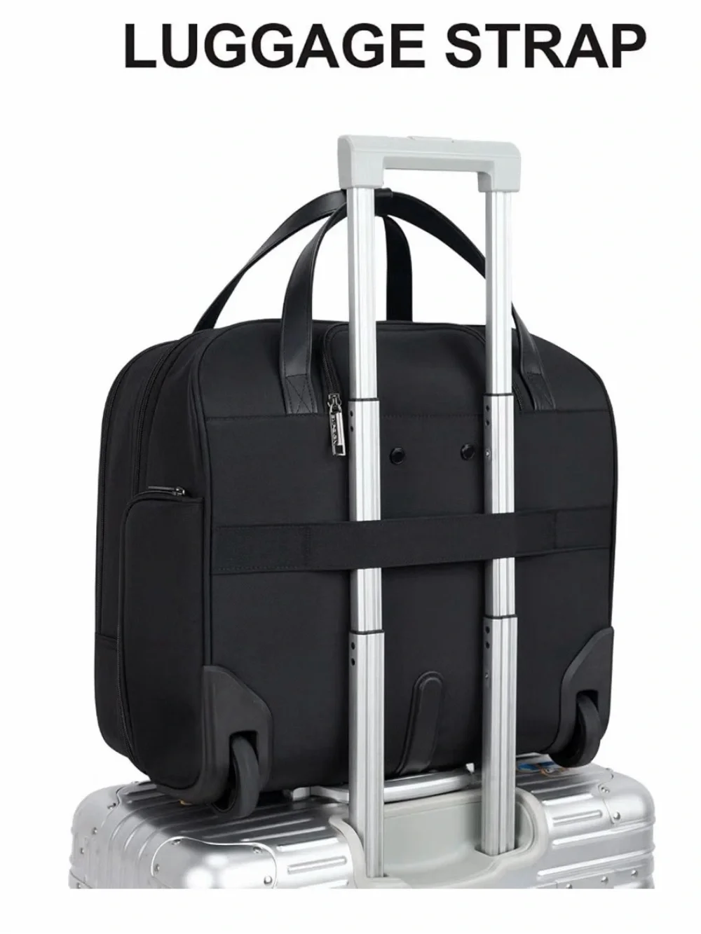 Black Quilted Carry-On Laptop Bag with Trolley Sleeve